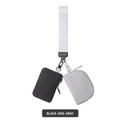 Detail of black and gray nylon wristlet pouches with metal clips and a white strap - Black/Light Gray