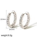 Detalle de las dimensiones de los aros de plata con circonitas engastadas y peso del artículo - Base Plateada Zirconia Blanca (TE6846-WT-S)