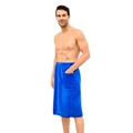 Men's blue microfiber quick-dry bath towel skirt with pocket and button closure - 70*140cm / Blue