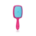 Pink and blue hollow-out vented hair brush for detangling and massage with hanging hole - Rose Red