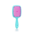 Vented detangling hair brush in light blue and vibrant pink for wet or dry hair - Blue