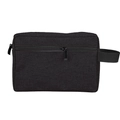 Detail of waterproof black Oxford fabric organizer with zipper and side handle strap - Black