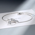 Elegante geometrische dubbele ring zilveren armband met zirkoon voor vrouwen - Witgoud verguld koper