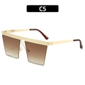 Square gold metal aviator sunglasses with brown gradient lenses and dark brown ear tips - Gold Frame Gradient Brown Lens