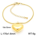 Bracciale con cuore dorato lucido e catena a serpente da 170 mm da donna - Bracciale Oro
