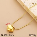 Collar dorado con colgante de corazón minimalista cadena de serpiente 500 mm y hueco - Cadena Fina de Corazón Hueco (KN281896-K) / Dorado