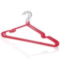 Pack of 4 bright red non-slip dipping metal hangers with shoulder grooves for clothes - 29.5cm Kids Standard / Red