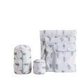5-pack laundry mesh bags with cactus print including three flat and two cylinder pouches - 5-Piece Set - Cactus
