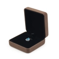 Portagioie in velluto marrone con ciondolo a goccia blu e dettagli in argento lucido - Marrone Piatto - Scatola Piccola per Pendente / Scatola Rivestita in Velluto Metallico