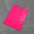 Rose red PE plastic shopping bag with die-cut handle and glossy finish on fabric - 15*20cm / Rose Red