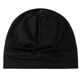 Minimalist black cotton slouchy beanie for men and women, soft and breathable fabric - Black