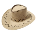 Sombrero vaquero clásico beige de ante sintético con costuras negras y ojales - Niños 54CM / Camello Claro