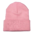 Detailansicht der weichen Rippstruktur und des rosa Strickstoffs dieser Beanie-Mütze - L (54-60cm) / Rosa