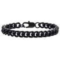Close-up of black metal Cuban chain bracelet featuring a secure lobster clasp closure - Single Buckle/8mm*18cm / Black