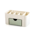 Minimalistischer Make-up Organizer in Beige mit hellgrüner Schublade und Fächern - Hellgrün