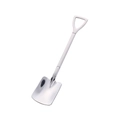 Silver shovel-shaped stainless steel dessert spoon with triangular handle on white background - Silver Flat Shovel