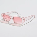 Occhiali da sole rettangolari rosa retrò per uomo e donna, montatura stretta Y2K - C08 Rosa Trasparente