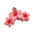 Pink gradient plumeria flower hair claw clip with semi-transparent resin finish - Triple Plumeria Claw [Red]