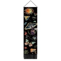 Bohemian mushroom tapestry with sun and butterfly patterns on black fabric background - 32.5x130cm / Style-1 (Mushroom/Butterfly/Sun)