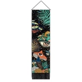 Close-up of colorful mushroom tapestry with wooden hanging rod and black tassels - 32.5x130cm / Style-3 (Mushroom Art/Black)