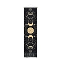 Bohemian sun and moon phase wall tapestry with gold stars and black tassels for bedroom - Black Moon Phase/Style 2 / 32.5x130cm