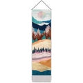 Close-up of abstract mountain tapestry with colorful digital print and elegant tassels - 32.5x130cm / Style 1