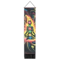 Detailed seven chakra tapestry with colorful spiral symbols and black tassels for wall decor - 32.5x130cm / Chakra Symbols
