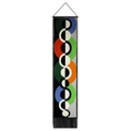 Detail of bohemian wall tapestry showing abstract geometric patterns and black tassels - 32.5x130cm / Abstract Geometric