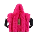 Dettaglio della borsa tote in peluche rosa con toppa in pelle e tracolla nera rimovibile - Rosa Rosso