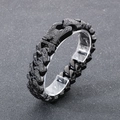 Bracciale da uomo in acciaio al titanio nero con motivo a catena totem retrò inciso - 22cm / Nero (KB169240-KJX)