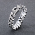 Bracciale cubano argento con chiusura a testa di drago incisa in acciaio inox - 21cm / Colore Acciaio (KB122132-BDJX)