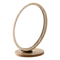 Runder Tischschminkspiegel mit Naturholzrahmen und verstellbarem Drehstativ - Oval