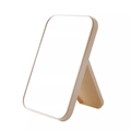 Foldable rectangular desktop makeup mirror with adjustable beige plastic stand - Large / Beige
