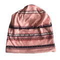 Close-up of pink paisley floral fabric with heart patterns for multi-use headwear - Ins Style Pink