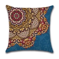 Leinen Kissenbezug mit buntem ethnischem Mandala-Muster auf dunkelblauem Hintergrund - Dunkelblaues Mandala / 45*45cm (Ohne Füllung)