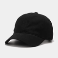 Detailed close-up showing the premium cotton texture and stitching on this black baseball cap - Black