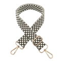 Adjustable black and white jacquard woven purse strap with gold metal swiveling hooks - Gold Buckle/Woven Fabric / Style B Army Green