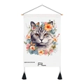 Detailed Bohemian cat tapestry with vibrant flowers, butterflies, and black tassels - Style 5 / 35x50cm