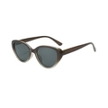Retro oval cat-eye sunglasses with gradient brown frames and dark grey lenses - Gradient Green Frame Grey Lens