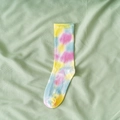 Tie-dye crew socks in yellow pink and blue with ribbed cuffs for men and women - One Size / Yellow Multi Tie Dye