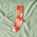 Orange and white tie-dye ribbed mid-calf socks with soft cotton blend texture - One Size / Orange White Tie Dye