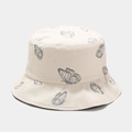 Détail du motif papillon sur un chapeau bob en coton réversible pour femme crème - M (56-58cm) / Beige Avec Papillon Gris