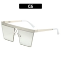 Silver square half-frame sunglasses with engraved bridge and light grey lenses - Silver Frame Silver Mirror Lens