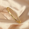 Classic gold-plated bangle with pavé-set zircons on elegant pink satin background - Bp2210c Bracelet Gold Copper Zirconium