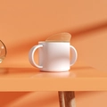 Taza de aprendizaje blanca para bebé con asas y pajita de silicona suave - 150ML / Blanco
