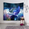 Arazzo da parete oceano con delfini e balene per camera con decorazioni coralline - 150x130 / Sfidando le rapide