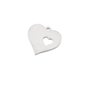Colgante de corazón de acero inoxidable pulido con diseño hueco para hacer joyas - Color Acero
