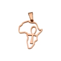 Ciondolo mappa Africa in acciaio inossidabile oro rosa con simbolo Ankh traforato - Oro rosa