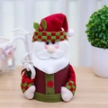 Weihnachtsmann-Geschenkbox aus rotem Samt und Karo-Stoff für Weihnachtsleckereien - Weihnachtsmann