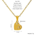 18K gold plated heart pendant necklace with letter A and rhinestone detail - Letter A